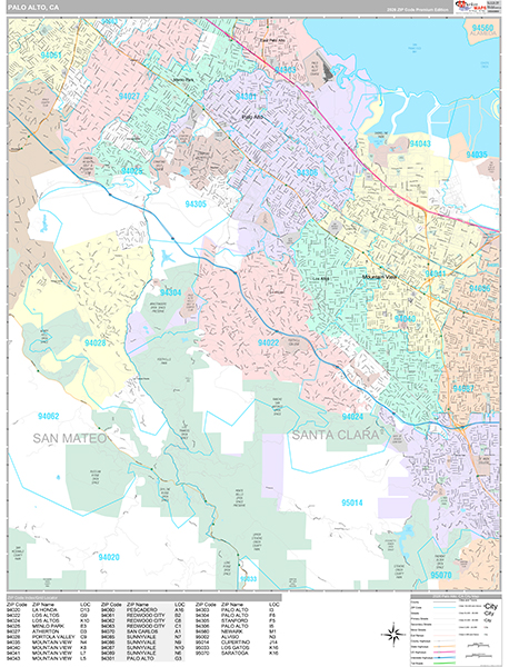 Palo Alto Wall Map